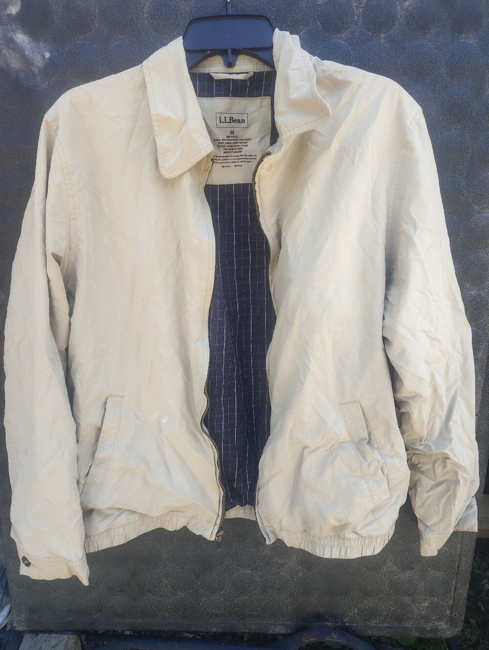 L.L. Bean Men’s Cream Zip-Front Bomber Jacket